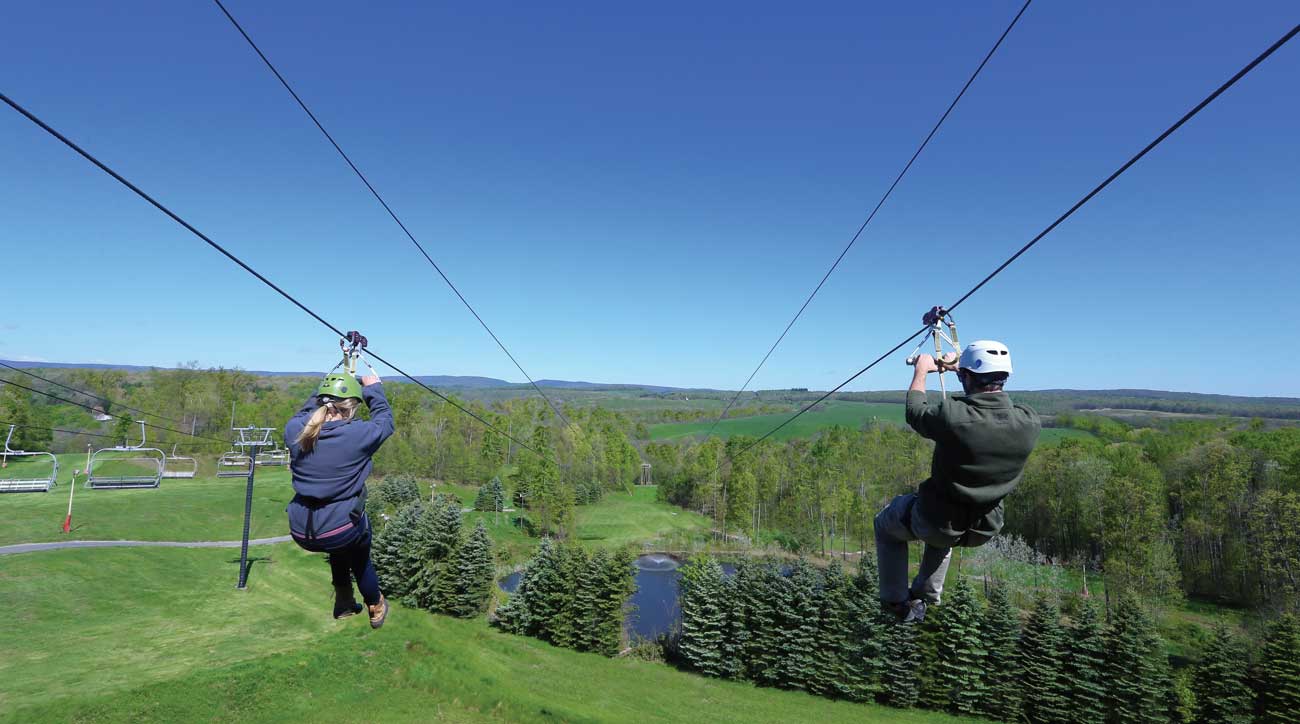 A Zip line is one of many non-golf activities available at Nemacolin Woodlands Resort.