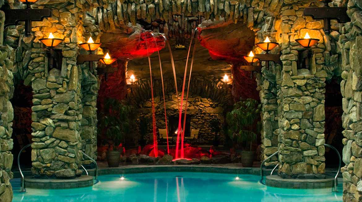 One part of Omni Grove Park Inn's 43,000-square-foot subterranean spa.